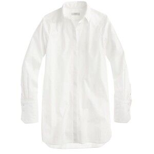J.Crew white button down long sleeve blouse tunic lagenlook Size 4